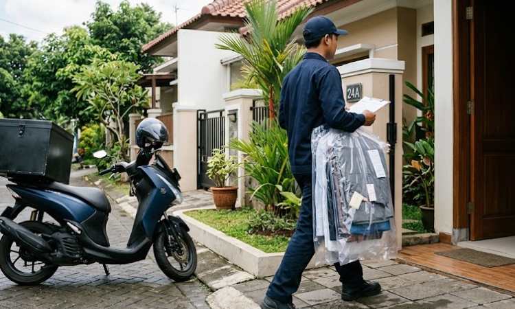Jasa pengantaran laundry, Sumber: AI